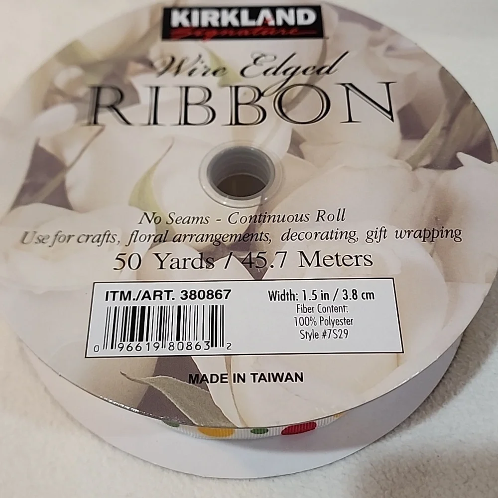 3 Rolls Kirkland Wire-edged Ribbon, 1-1/2